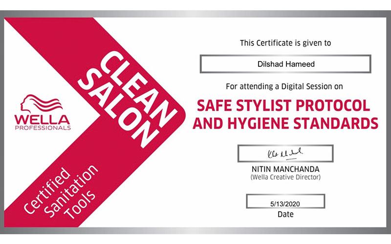 clean salon certificate
